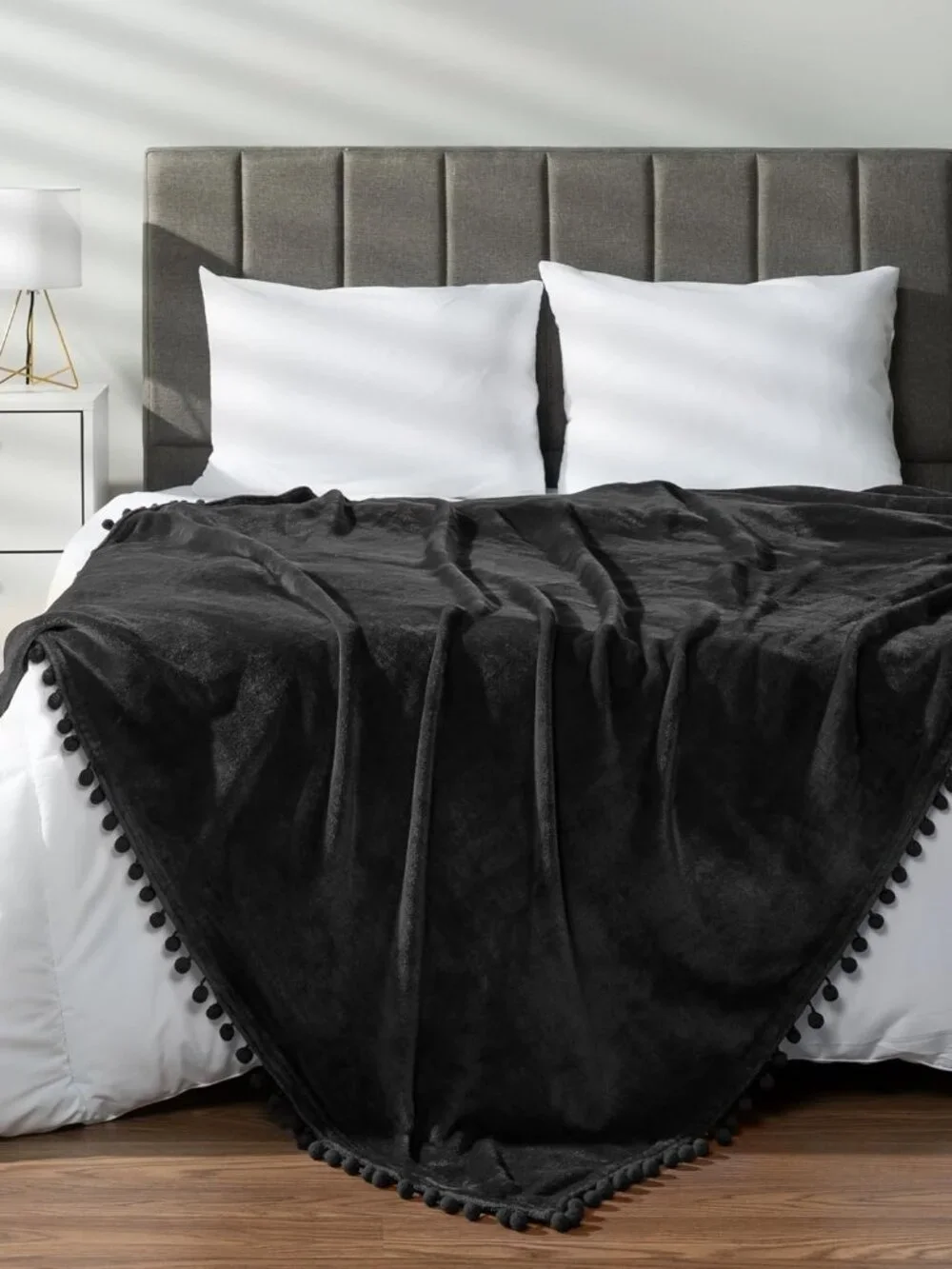 Pom Pom Fringe Velvet Blanket 50x60